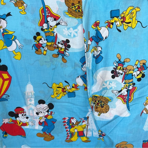 Vintage Set Walt Disney Frontierland Twin Sheet Bedding Blue Mickey And Friends - Picture 1 of 5